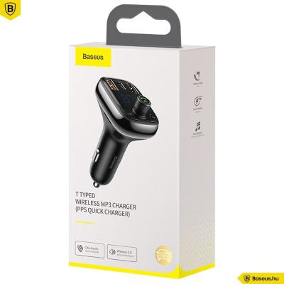 Baseus T Type S-13 Car Charger with FM Transmitter Black