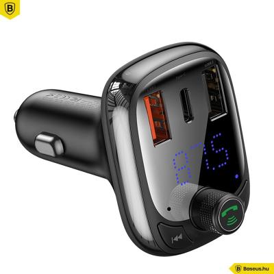 Baseus T Type S-13 Car Charger with FM Transmitter Black