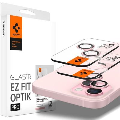 Spigen Glass tR EZ Fit Optik Pro 2 Pack iPhone 15/15 Plus/14/14 Plus Pink
