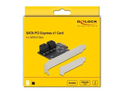DeLock 4 port SATA PCI Express x1 Card Low Profile Form Factor
