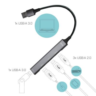 I-TEC 4 port USB 3.0/ USB 2.0 Metal Hub Grey