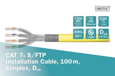 Digitus CAT7A S-FTP Installation cable 100m Yellow