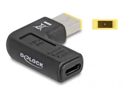 DeLock Adapter for Laptop Charging Cable USB Type-C™ female to Lenovo 11.0 x 4.5 mm male 90° angled Black