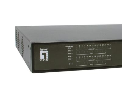 LevelOne GEP-2821 28-Port Gigabit PoE Switch, 24 PoE Outputs