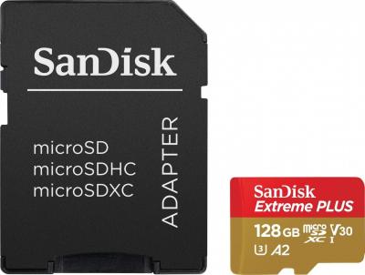 Sandisk 128GB microSDXC Extreme Plus Class 10 U3 A2 C10 V30 + adapterrel