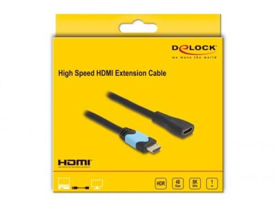 DeLock High Speed HDMI extension cable 48 Gbps 8K 60 Hz 1m Black