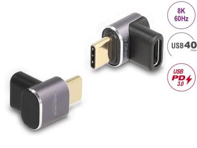 DeLock USB Adapter 40 Gbps USB Type-C PD 3.0 100 W male to female angled 8K 60 Hz metal compact