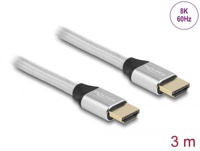 DeLock Ultra High Speed HDMI Cable 48 Gbps 8K 60Hz 3m certified Silver