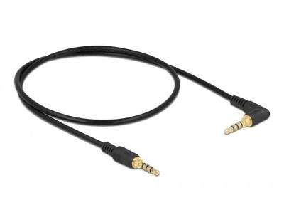 DeLock Stereo Jack Cable 3.5 mm 4 pin male > male angled 0,5m Black