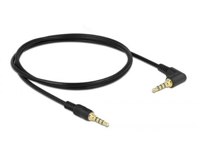 DeLock Stereo Jack Cable 3.5 mm 4 pin male > male angled 1m Black