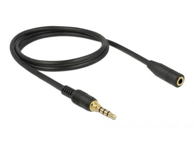 DeLock Stereo Jack Extension Cable 3.5 mm 4 pin male to female 1m Black