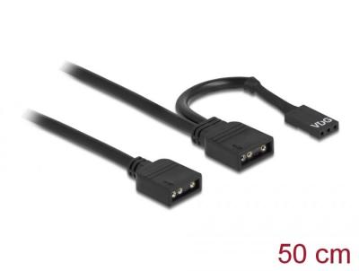 DeLock RGB Connection Cable 3 pin for 5 V RGB / ARGB LED illumination with 2 x 3 pin female 50cm Black
