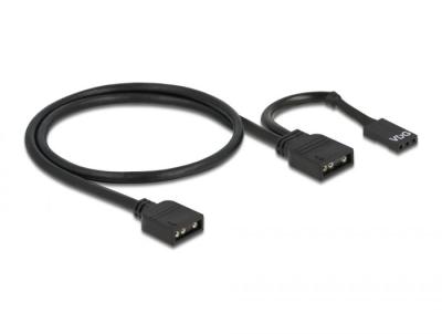DeLock RGB Connection Cable 3 pin for 5 V RGB / ARGB LED illumination with 2 x 3 pin female 50cm Black
