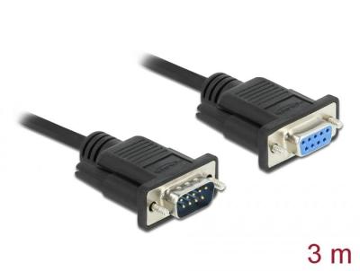 DeLock Serial Cable RS-232 D-Sub9 male to female with narrow plug housing 3m Black