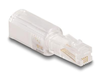 DeLock Telephone Cable Anti-Twist Adapter RJ10 plug to RJ10 jack Transparent/White