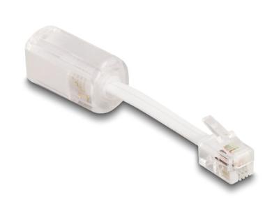 DeLock Telephone Cable RJ10 plug to RJ10 jack with connection cable 30 mm Transparent/White