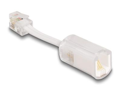 DeLock Telephone Cable RJ10 plug to RJ10 jack with connection cable 30 mm Transparent/White