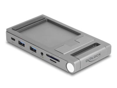 DeLock Tablet and Laptop Docking Station 4K with integrated holder - HDMI / USB / Hub / SD / Micro SD / PD 3.0 - foldable