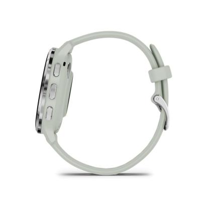 Garmin Venu 3S Silver Stainless Steel Bezel with Sage Grey Case and Silicone Band