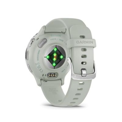 Garmin Venu 3S Silver Stainless Steel Bezel with Sage Grey Case and Silicone Band