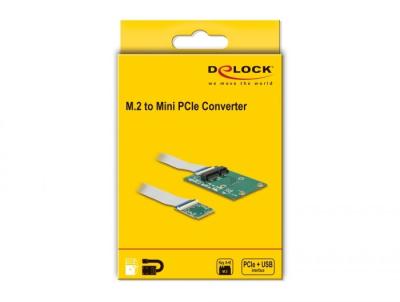 DeLock Converter M.2 Key A+E male > 1x Mini PCIe Slot half size / full size with flexible cable