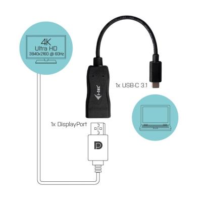 I-TEC USB-C to Display Port 4K/60 Hz Adapter cable Black