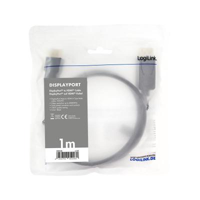 Logilink DisplayPort cable DP/M to HDMI-A/M 4K/30 Hz 1m  Black
