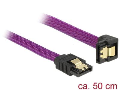 DeLock SATA cable 6 Gb/s 50 cm down / straight metal purple Premium