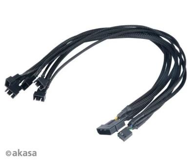 Akasa FLEXA FP5 4pin Molex - 5x 4pin PWM Fan Cable 0,45m Black