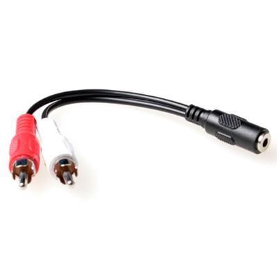 ACT 0,15 meter audio connection cable 1x 3,5 mmm jack male naar 1x 3.5mm stereo jack female - 2x RCA male