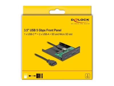 DeLock Front Panel 3.5″ USB 5 Gbps 1 x USB Type-C + 2 x USB Type-A + SD and Micro SD slot