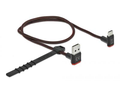 DeLock EASY-USB 2.0 Cable Type-A male to USB Type-C male angled up / down 0,5m Black