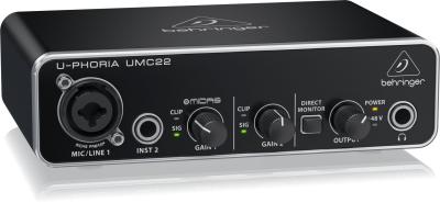 Behringer UMC22 Audiophile 2x2 USB Audio Interface with Midas Mic Preamplifier