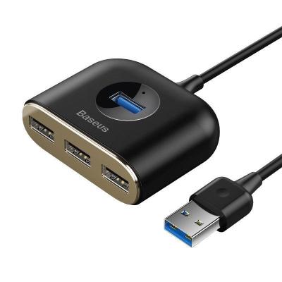 Baseus 4 port(1x3.0+3x2.0) Square Round 4 in 1 USB Hub Adapter Black