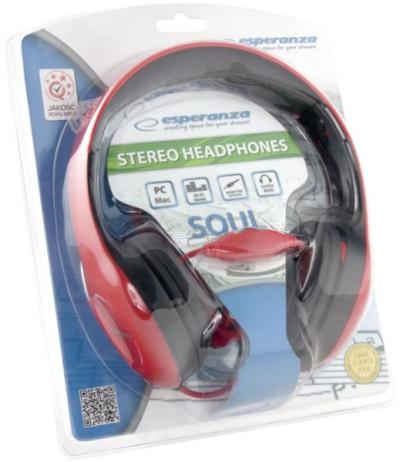 Esperanza Soul Stereo Audio Headphones Black/Red