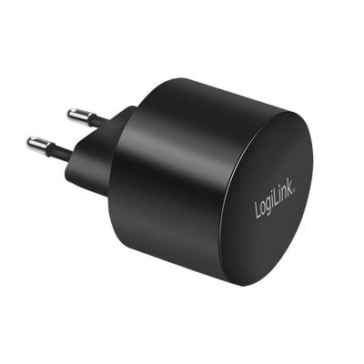 Logilink Dual USB fast charging socket adapter 1x USB-C (PD) 1x USB-A (QC) 20W round Black