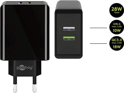 Goobay Dual USB Wall Quick Charge Black