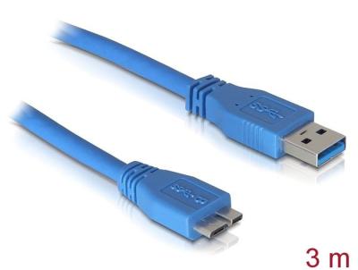 DeLock USB 3.0 type-A male > USB 3.0 type Micro-B male cable 3m Blue