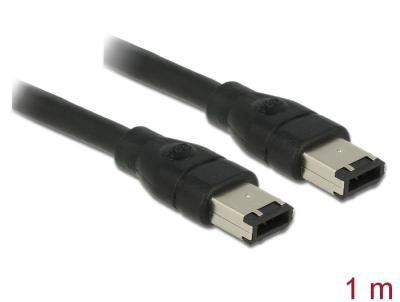 DeLock FireWire cable 6 pin male > 6 pin male 1m Black