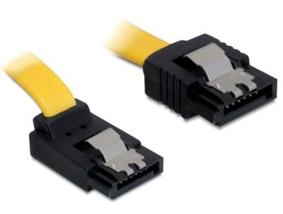 DeLock Cable SATA 6 Gb/s male straight > SATA male upwards angled 30cm Yellow Metal