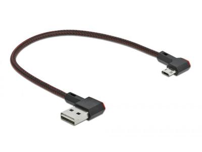 DeLock EASY-USB 2.0 Cable Type-A male to EASY-USB Type Micro-B male angled left / right 0,2m Black