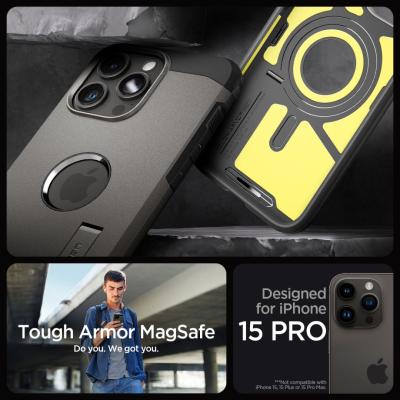 Spigen iPhone 15 Pro Case Tough Armor MagSafe (MagFit) Gunmetal