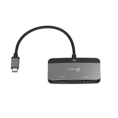 j5create JCA465 8K USB-C to Dual HDMI Display Adapter Space Gray/Black