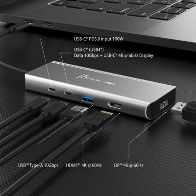j5create JCD401 USB4 Dual 4K Multi-Port Hub Silver