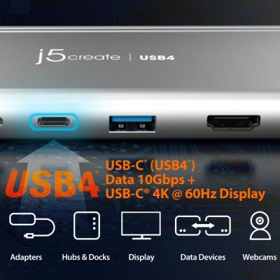 j5create JCD401 USB4 Dual 4K Multi-Port Hub Silver