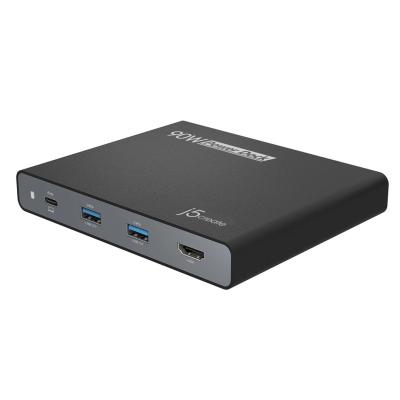 j5create JCDP392 90W Built-in USB-C Travel Dock Black