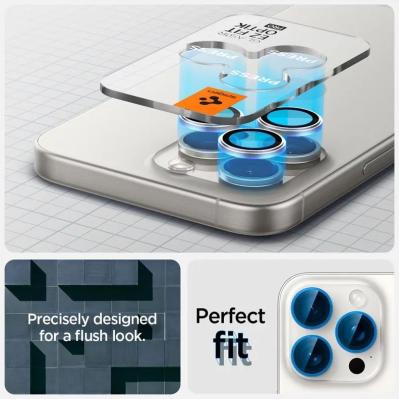 Spigen Glass tR EZ Fit Optik Pro 2 Pack white titanium for iPhone 15 Pro/15 Pro Max