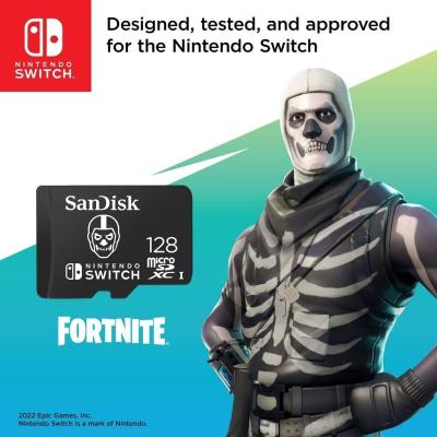 Sandisk 128GB microSDXC Class 10 UHS-I U3 For Nintendo Switch Skull Trooper Fortnite Edition
