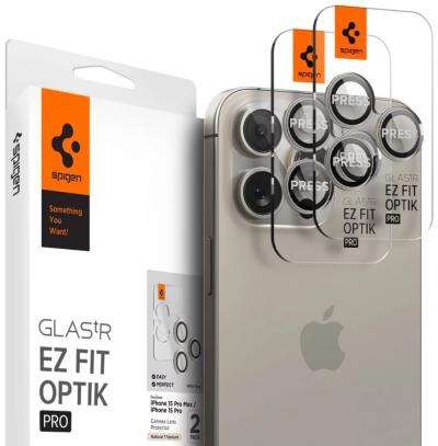 Spigen Glass tR EZ Fit Optik Pro 2 Pack iPhone 15 Pro/15 Pro Max Nature Titanium