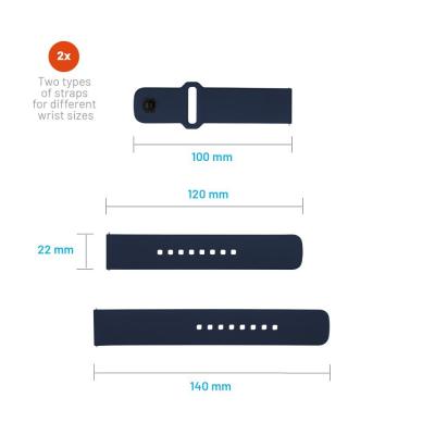 FIXED Silicone Sporty Strap Set with Quick Release 22mm for Smartwatch Blue